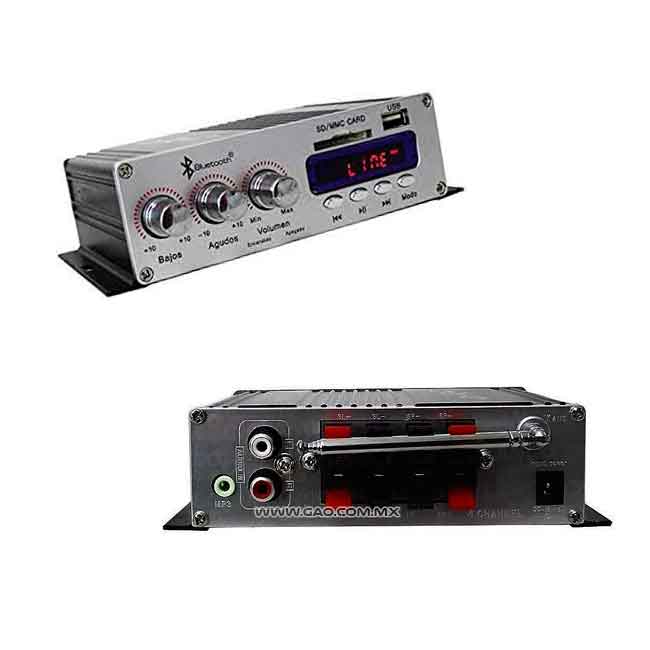 Amplificador Mini 4 Canales Bluetooth USB, SD, FM