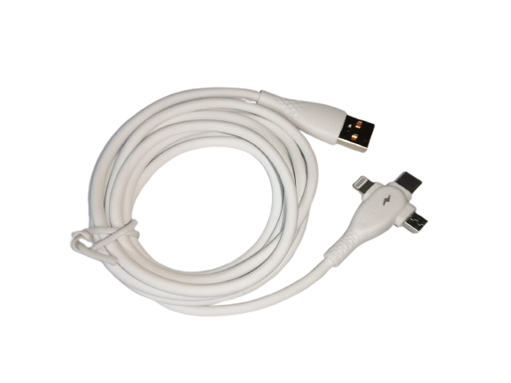 Cable USB 3 en 1, Micro USB/Lightning/Tipo C