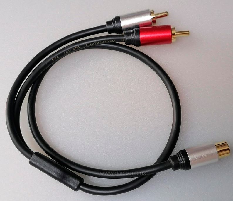 Cable Jack RCA a 2 Plugs RCA dorados 50cm