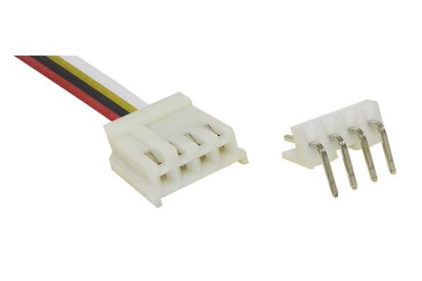 Conector pitch 4 pines, macho a base y hembra c/cable